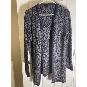 Talbots Cardigan Art Noveau Abstract Floral Boho Vintage Casual Office Med